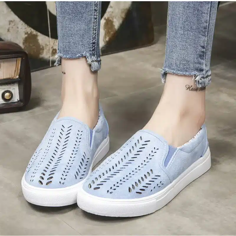 MCCKLE 2018 Women's Vulcanize Cut-outs Flat Brand Slip-on Platform Elastic Band Ladies Style Loafers Flock Woman Female Shoes 20