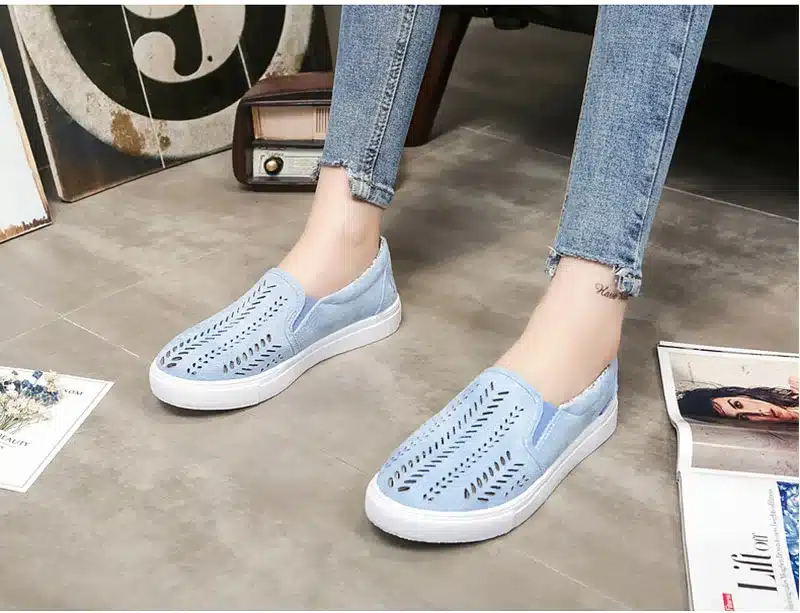 MCCKLE 2018 Women's Vulcanize Cut-outs Flat Brand Slip-on Platform Elastic Band Ladies Style Loafers Flock Woman Female Shoes 21