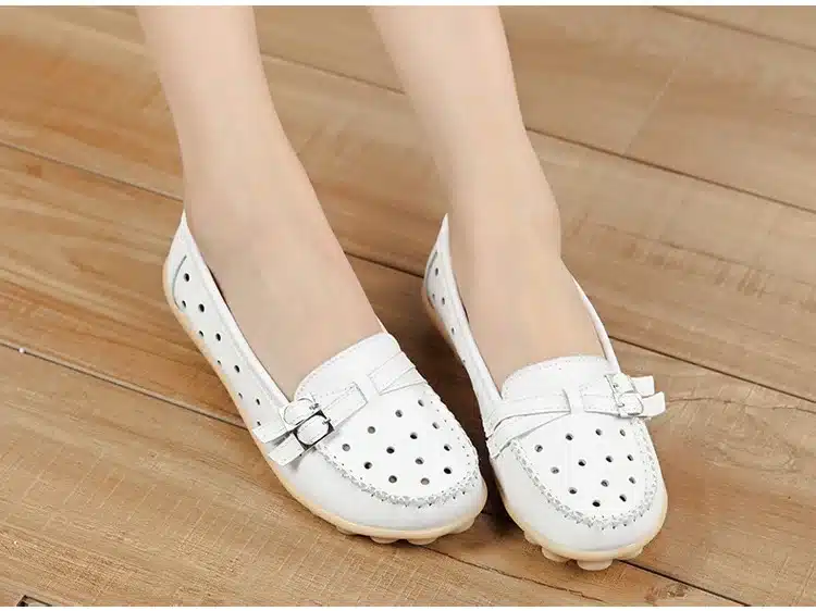 Soft Genuine Leather Shoes Women Slip On Woman Loafers Moccasins Female Flats Casual Women's Buckle Boat Shoe Plush Size 35-41 33