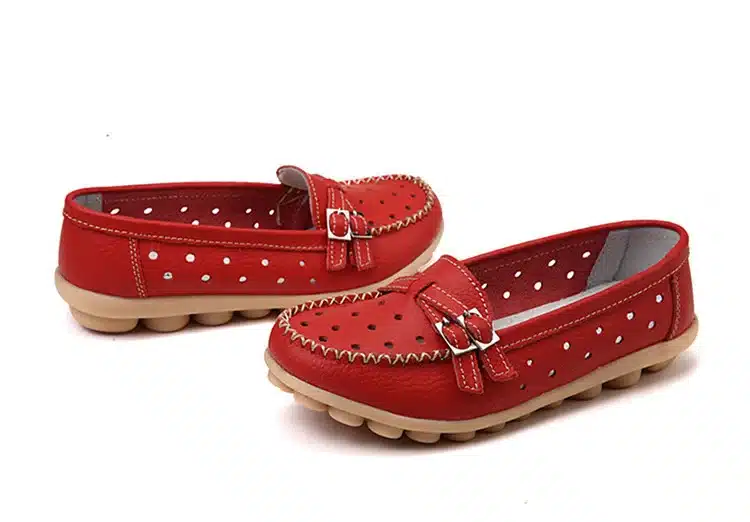 Soft Genuine Leather Shoes Women Slip On Woman Loafers Moccasins Female Flats Casual Women's Buckle Boat Shoe Plush Size 35-41 44