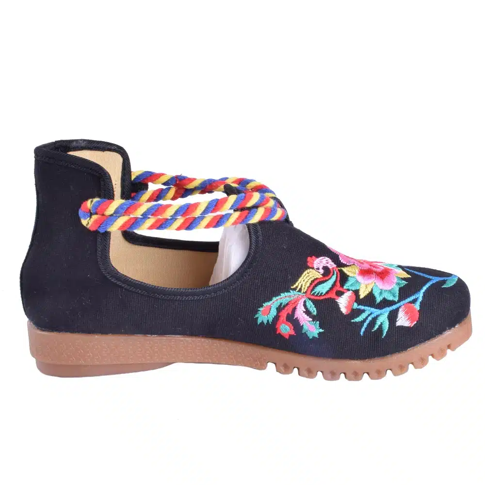 Women Flats Canvas Shoes Floral Embroidered Ladies Comfortable Cotton Platforms Zapato Mujer Unique Strap Ballet Woman 15