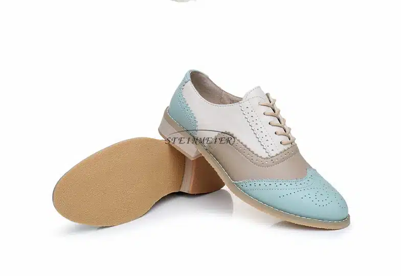 Genuine leather big woman US 10 designer vintage flats shoes round toe handmade silver white pink oxford shoes for women fur 29