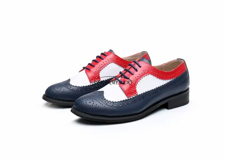 Genuine leather big woman US 10 designer vintage flats shoes round toe handmade silver white pink oxford shoes for women fur 31