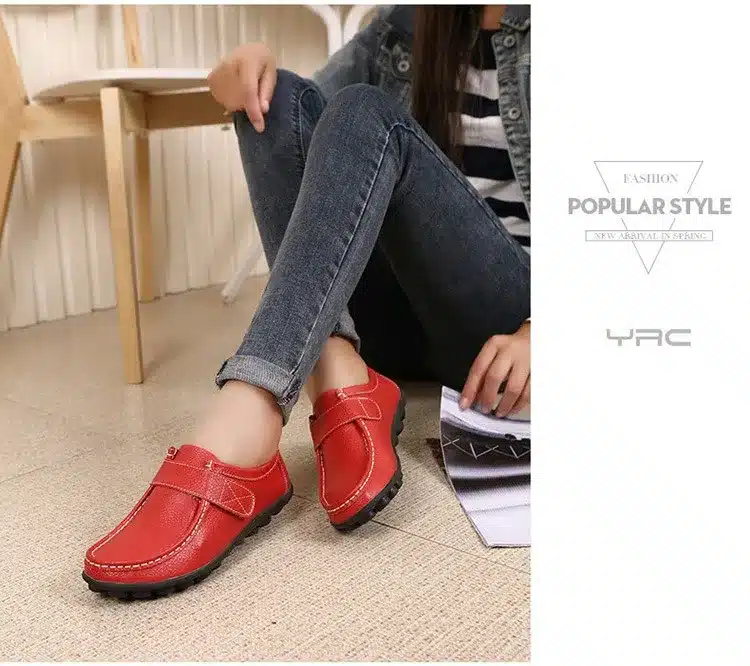 Genuine Leather Women's Casual Shoes Lace-Up Woman Loafers Moccasins Female Flats Solid Low Heel Lady Shoe Soft Women Footwear 17