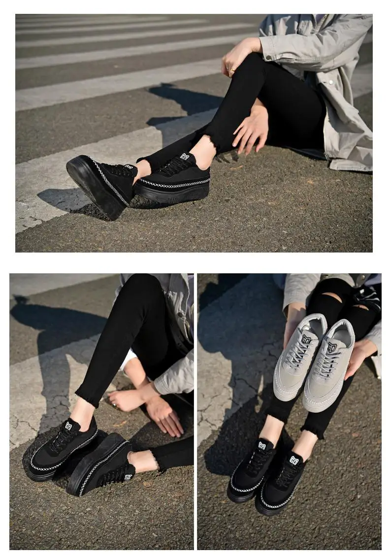 Fooraabo 2017 Spring Women Flat Platform Shoes Solid Comfortable Women Casual Shoes New Fashion Lace Up Ladies Shoes Espadrilles 3