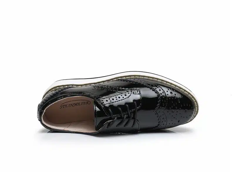 New women wings vintage Oxford Lace Up red beige white black Metallic Striped platform Vintage oxford flat women's shoes US 8 11