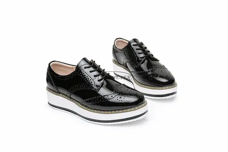 New women wings vintage Oxford Lace Up red beige white black Metallic Striped platform Vintage oxford flat women's shoes US 8 15