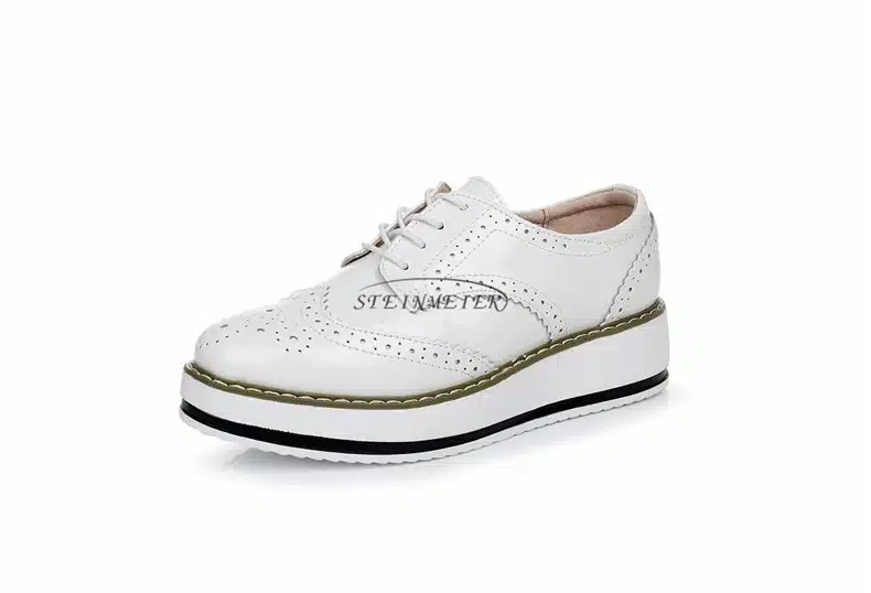 New women wings vintage Oxford Lace Up red beige white black Metallic Striped platform Vintage oxford flat women's shoes US 8 18