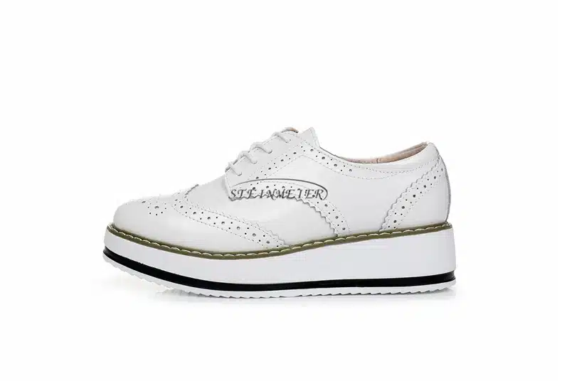 New women wings vintage Oxford Lace Up red beige white black Metallic Striped platform Vintage oxford flat women's shoes US 8 19