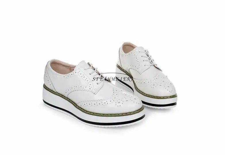 New women wings vintage Oxford Lace Up red beige white black Metallic Striped platform Vintage oxford flat women's shoes US 8 21