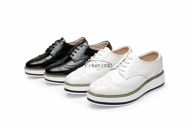 New women wings vintage Oxford Lace Up red beige white black Metallic Striped platform Vintage oxford flat women's shoes US 8 22