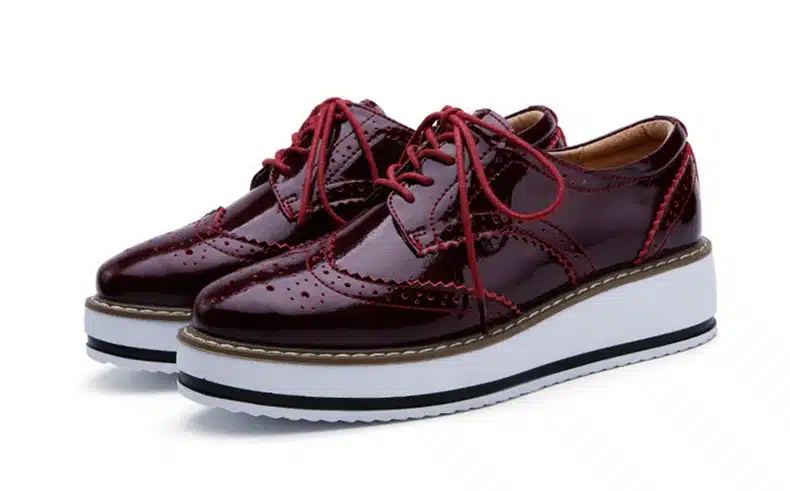 New women wings vintage Oxford Lace Up red beige white black Metallic Striped platform Vintage oxford flat women's shoes US 8 23