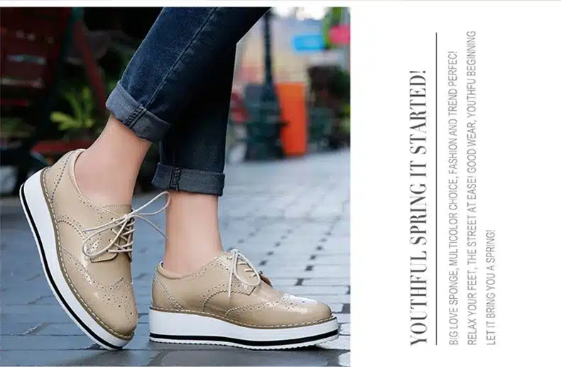 New women wings vintage Oxford Lace Up red beige white black Metallic Striped platform Vintage oxford flat women's shoes US 8 28