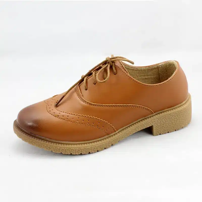 Hot Sale Women Genuine Leather Oxford Shoes Fashion Round Toe Lace Up Flat Ladies Oxfords England Style Brogue Oxfords For Women 17