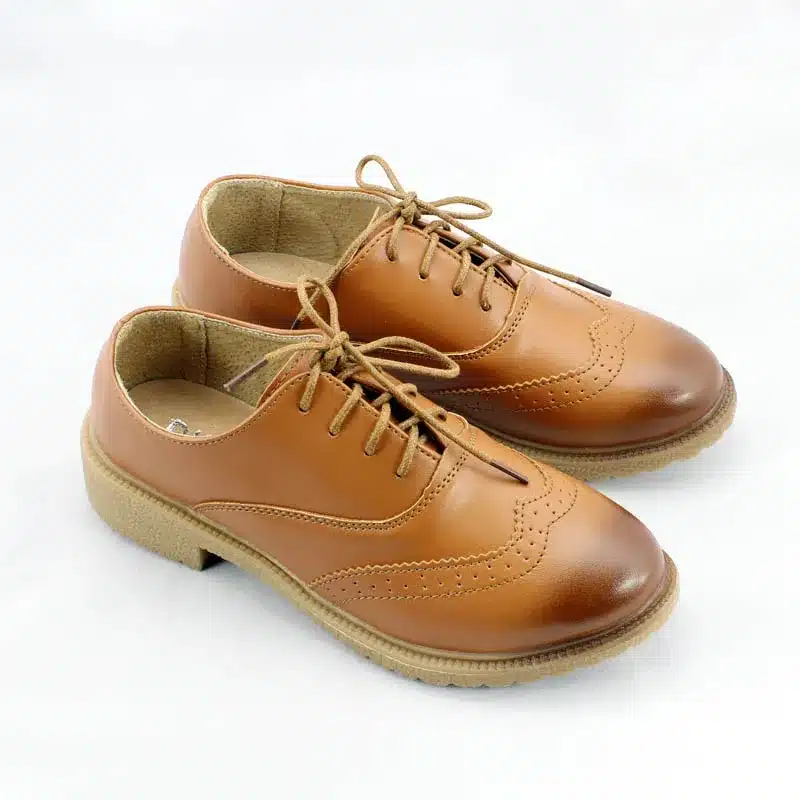 Hot Sale Women Genuine Leather Oxford Shoes Fashion Round Toe Lace Up Flat Ladies Oxfords England Style Brogue Oxfords For Women 19