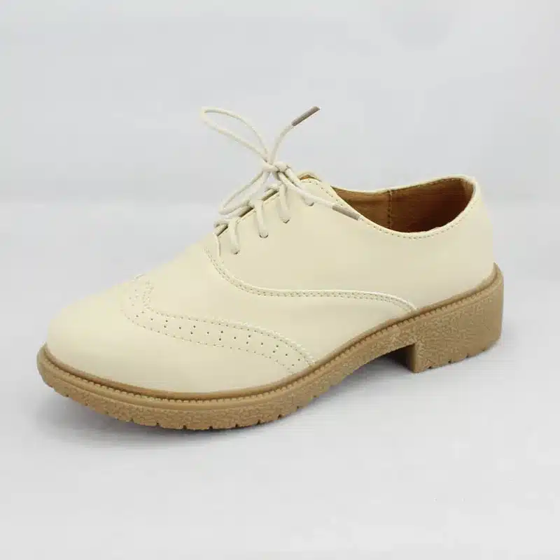 Hot Sale Women Genuine Leather Oxford Shoes Fashion Round Toe Lace Up Flat Ladies Oxfords England Style Brogue Oxfords For Women 23