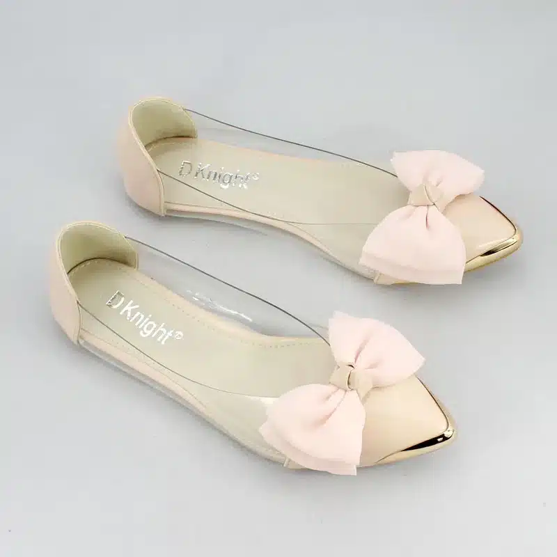 Big Bow Pointed Toe Slip-on Women Ballet Flats Fashion Metal Toe Women Flat Shoes Ballerinas Ladies Casual Flats Size 35-40 Pink 15