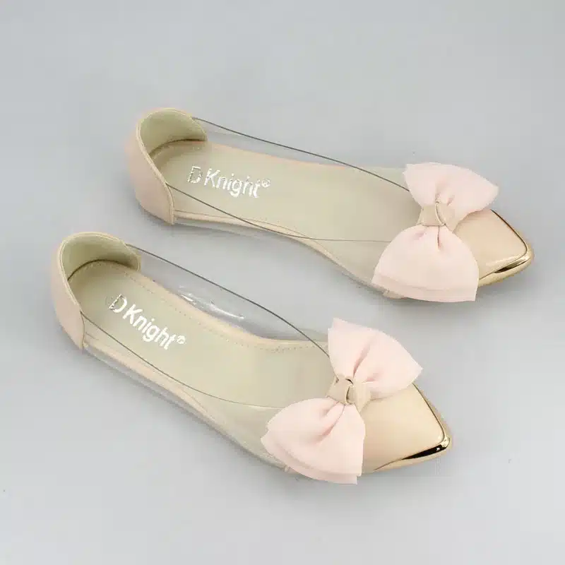 Big Bow Pointed Toe Slip-on Women Ballet Flats Fashion Metal Toe Women Flat Shoes Ballerinas Ladies Casual Flats Size 35-40 Pink 17