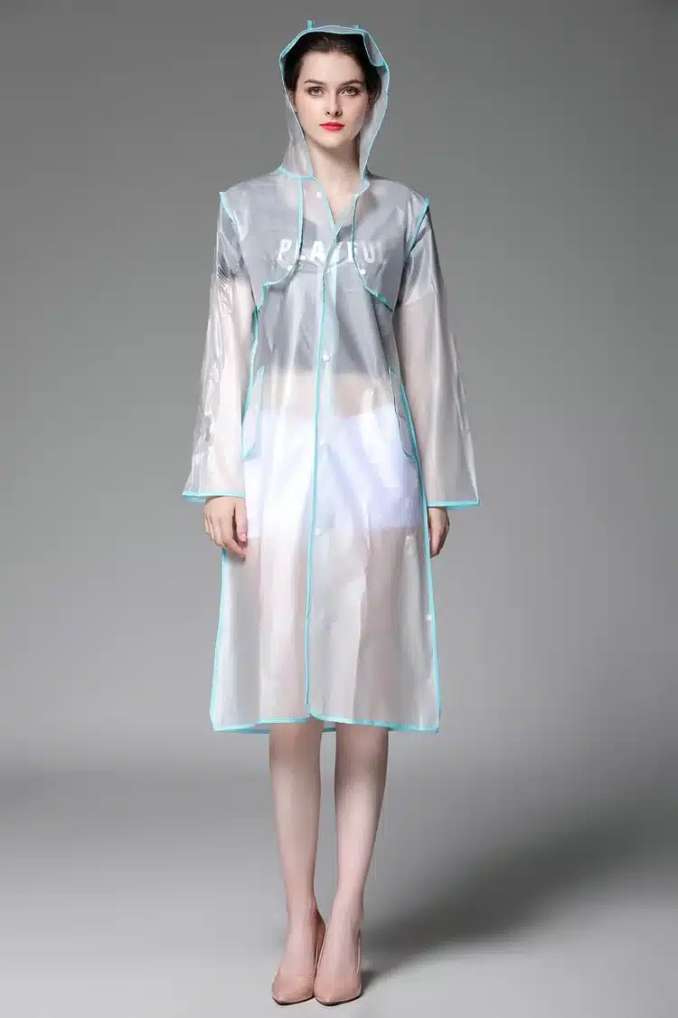EVA Transparent Raincoat Hooded Women Rain Coat Long Jacket Waterproof Rain Poncho Outdoor Rainwear 4 Colors 4
