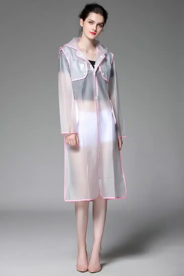 EVA Transparent Raincoat Hooded Women Rain Coat Long Jacket Waterproof Rain Poncho Outdoor Rainwear 4 Colors 12