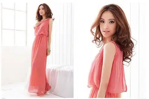 Plus Size Summer Solid Sleeveless Beach Long Dress Bohemian Chiffon Vest O-neck Vestidos Casual Comfortable Elbise FC28 7