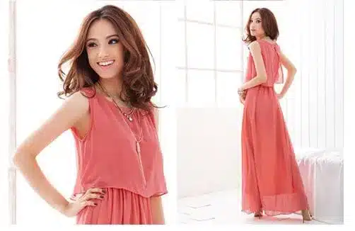 Plus Size Summer Solid Sleeveless Beach Long Dress Bohemian Chiffon Vest O-neck Vestidos Casual Comfortable Elbise FC28 8