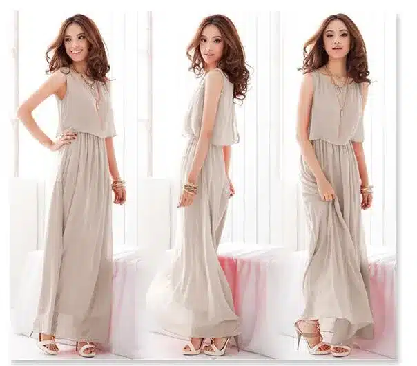 Plus Size Summer Solid Sleeveless Beach Long Dress Bohemian Chiffon Vest O-neck Vestidos Casual Comfortable Elbise FC28 15