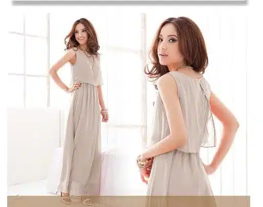 Plus Size Summer Solid Sleeveless Beach Long Dress Bohemian Chiffon Vest O-neck Vestidos Casual Comfortable Elbise FC28 17
