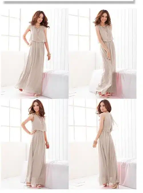 Plus Size Summer Solid Sleeveless Beach Long Dress Bohemian Chiffon Vest O-neck Vestidos Casual Comfortable Elbise FC28 20