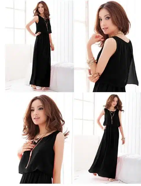Plus Size Summer Solid Sleeveless Beach Long Dress Bohemian Chiffon Vest O-neck Vestidos Casual Comfortable Elbise FC28 26