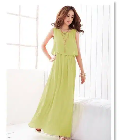 Plus Size Summer Solid Sleeveless Beach Long Dress Bohemian Chiffon Vest O-neck Vestidos Casual Comfortable Elbise FC28 30