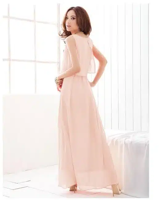 Plus Size Summer Solid Sleeveless Beach Long Dress Bohemian Chiffon Vest O-neck Vestidos Casual Comfortable Elbise FC28 35