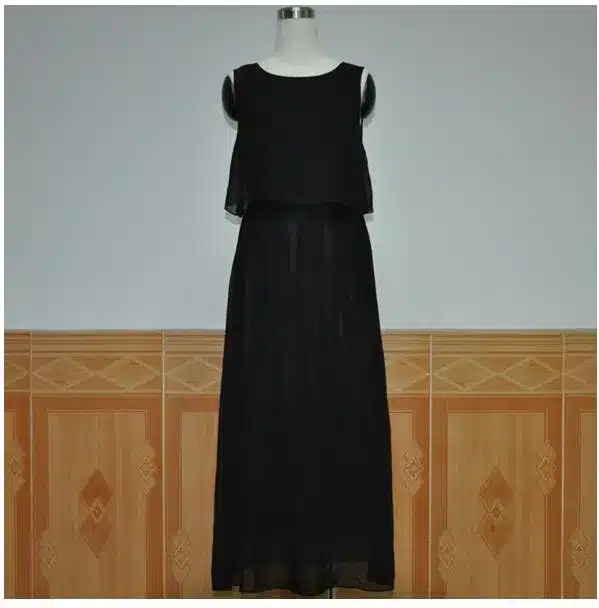 Plus Size Summer Solid Sleeveless Beach Long Dress Bohemian Chiffon Vest O-neck Vestidos Casual Comfortable Elbise FC28 39