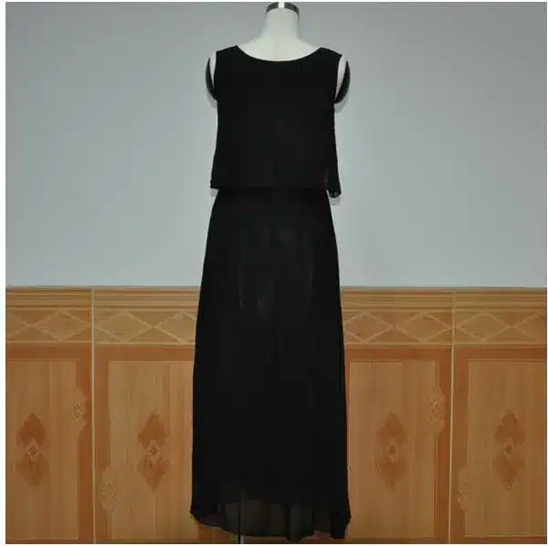 Plus Size Summer Solid Sleeveless Beach Long Dress Bohemian Chiffon Vest O-neck Vestidos Casual Comfortable Elbise FC28 41