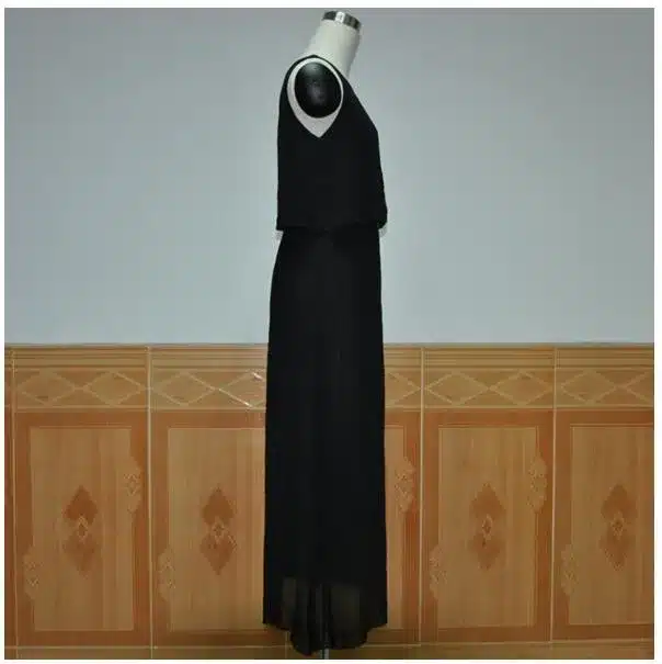 Plus Size Summer Solid Sleeveless Beach Long Dress Bohemian Chiffon Vest O-neck Vestidos Casual Comfortable Elbise FC28 42