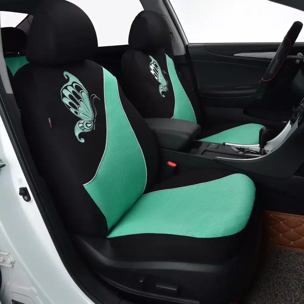 Butterfly Printing Green 2 Front Car Seat Cover for Car Seat Universal Cute Mesh Cloth Seat Covers Styling-Car 11