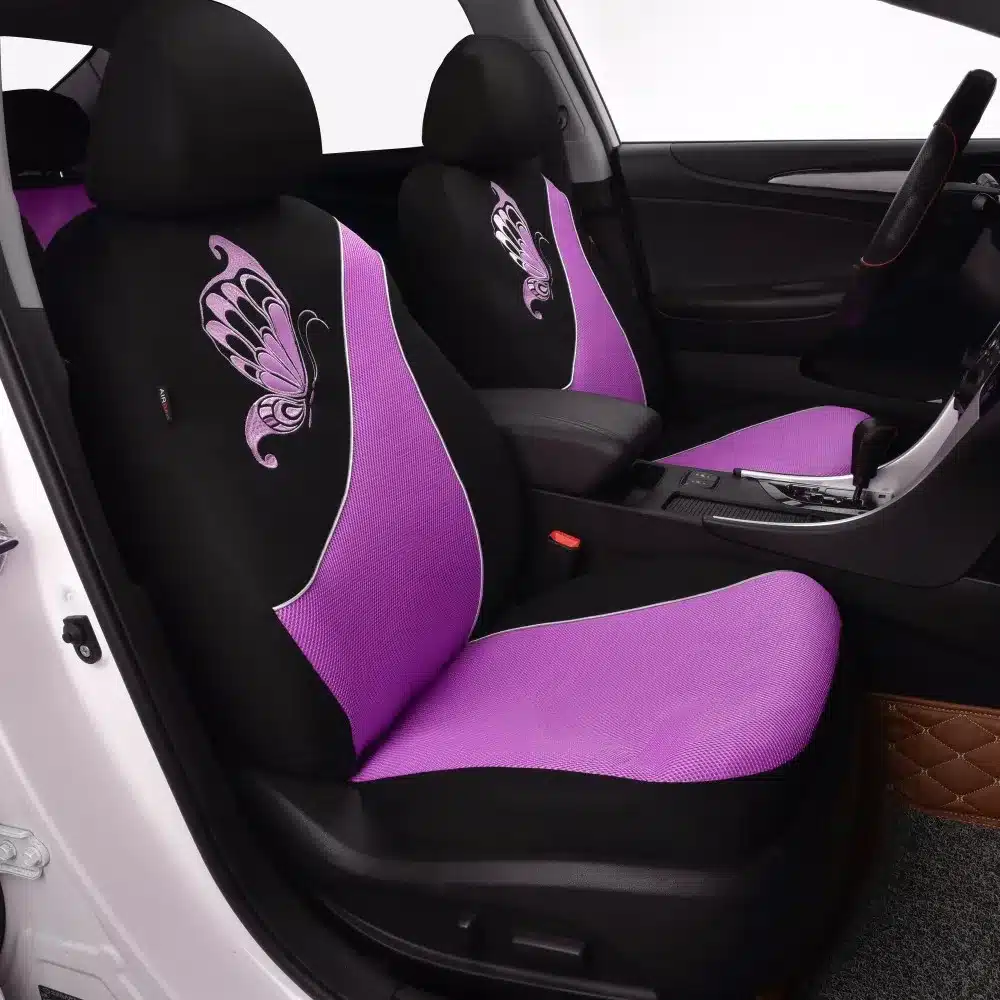Butterfly Printing Green 2 Front Car Seat Cover for Car Seat Universal Cute Mesh Cloth Seat Covers Styling-Car 13