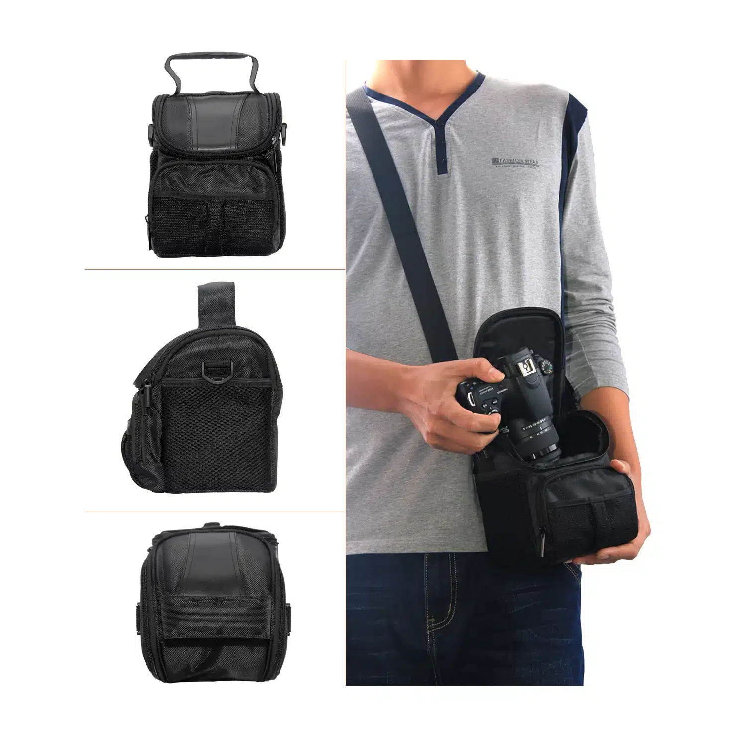 fosoto DSLR Camera Bag Case For Nikon D3400 D5500 D5300 D5200 D5100 D5000 D3200 for Canon EOS 750D 1100D 1200D 700D 600D 550D 2