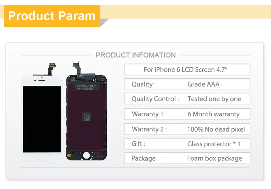 Grade AAA Quality LCD Screen For iPhone 6 Display With Digitizer Touch Screen Replacement Assembly Complete in Black White 9