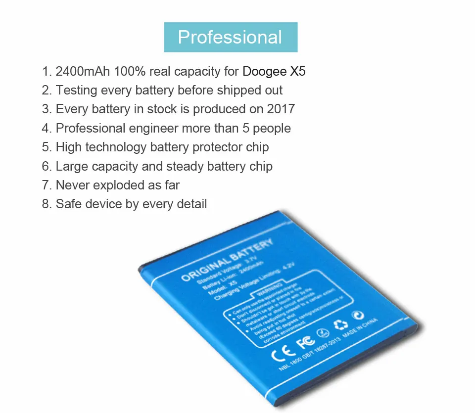2107 New 100% IST Original Mobile Phone Battery For Doogee X5 X5S X5 Pro High Quality Replacement Battery With Gift 11