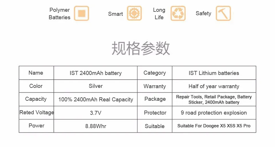 2107 New 100% IST Original Mobile Phone Battery For Doogee X5 X5S X5 Pro High Quality Replacement Battery With Gift 12