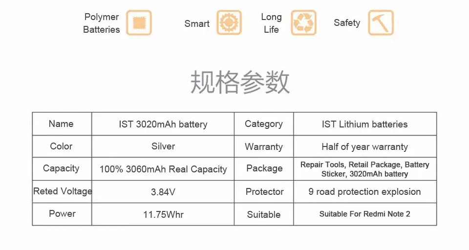 2017 New 100% IST Note 2 Original Mobile Phone Battery For Xiaomi Mi RedMi Note 2 High Quality Replacement Battery With Gift 11