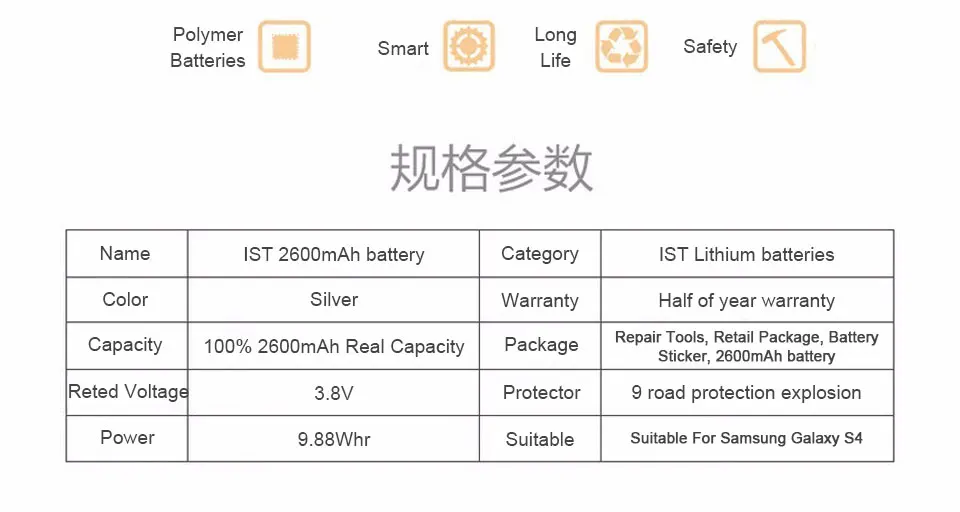 100% IST Original Mobile Phone Battery For Samsung Galaxy S4 I9500 I9502 I9505 I9508 IV NFC Built-in AAA Replacement Battery 12