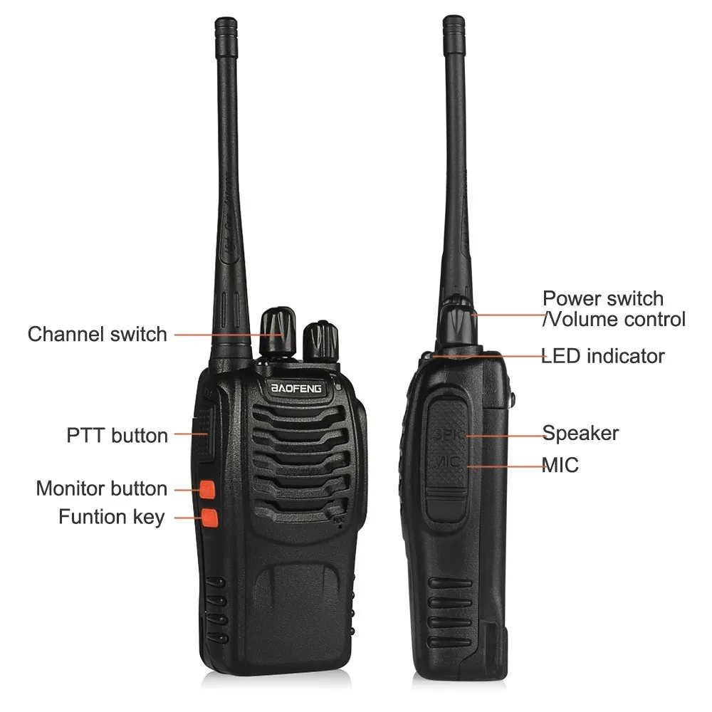 2pcs Baofeng BF-888S UHF 400-470 MHz 5W CTCSS Two-way Ham Radio 16CH Walkie Talkie bf 888s Portable Handheld CB Station Intercom 14