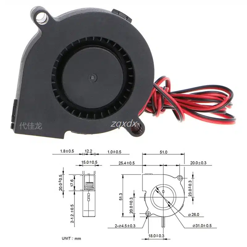 1Pc 12V DC 50mm Blow Radial Cooling Fan Hotend Extruder For RepRap 3D Printer Z17 Drop ship 4