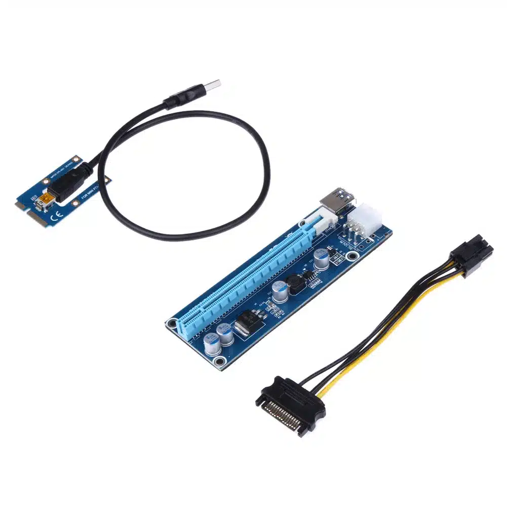 40cm USB 3.0 Mini PCI-E to PCIe PCI Express 1x to 16x Extender Riser Card Adapter SATA 6Pin Power Cable for Bitcoin BTC Mining 17