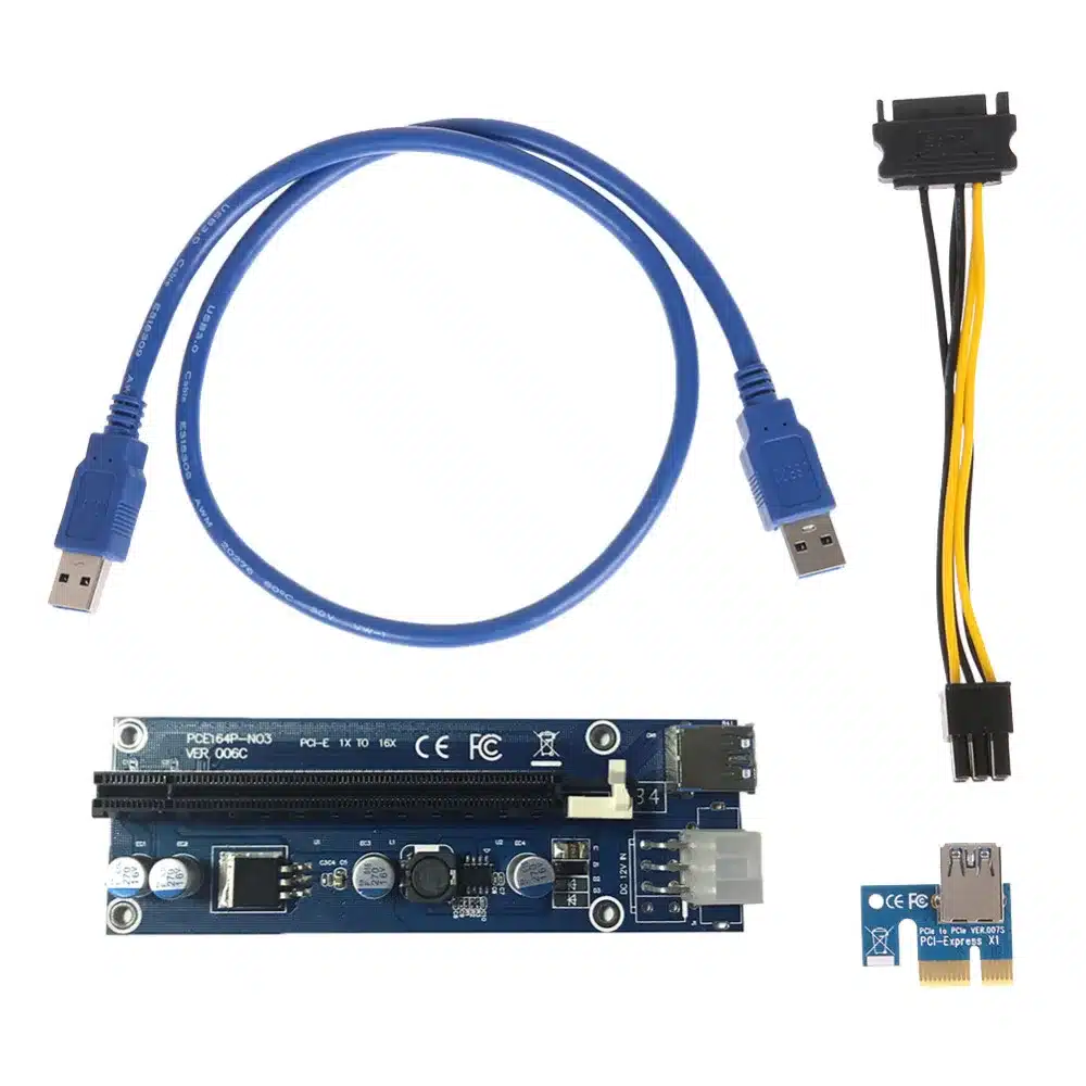 New Pcie Pci-e Pci Express Riser Card 1x To 16x GPU Usb 3.0 Extender Riser X1 X16 Card Adapter SATA 6Pin Power Cable For Miner 9