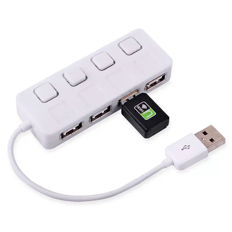 USB 2.0 Hub Splitter with Separate ON/OFF Switch Cable without power adapter LED 4 Ports For Laptop Desktop PC Black /White E03 10