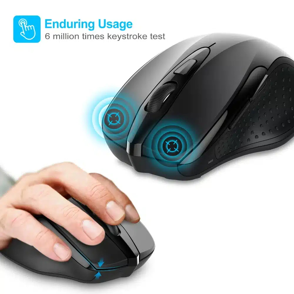 TeckNet Pro 2.4GHz Wireless Mouse Nano Receiver Ergonomic Mice 6 Buttons 2400DPI 5 Adjustment Levels for Computer Laptop Desktop 12