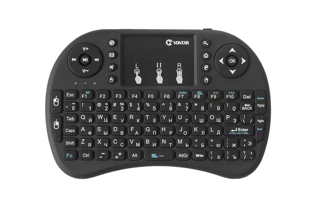 VONTAR I8 Mini Wireless Gaming Keyboard Russian English Hebrew Spanish 2.4G Touched Fly Mouse For Smart TV box Laptop Tablet PC 10